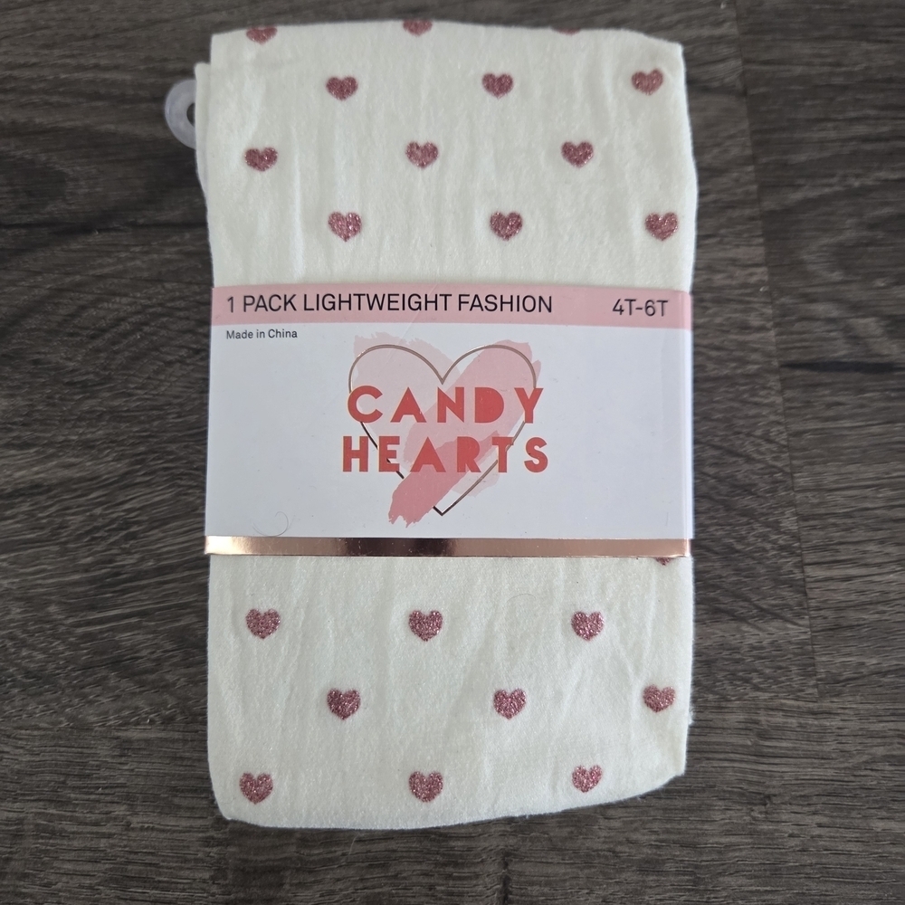 Girls Tights With Heart Patterns Size 4t-6t NEW